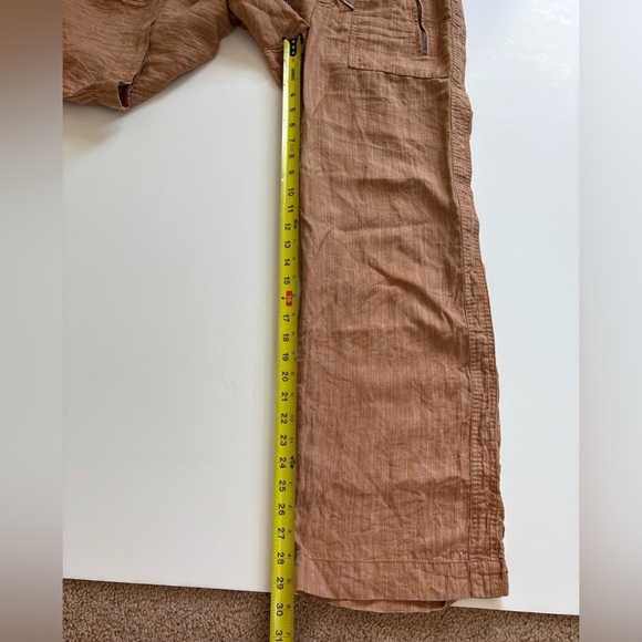 Athleta Cabo Linen Textured Wide Leg Pants Size 4 Sienna Brown - Picture 11 of 12